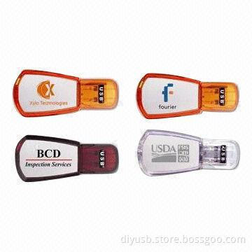 Plastic USB Flash Drives with 64MB to 32GB Memory Capacity and 13MB/Second Reading Speed